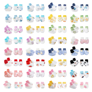 Breathable Gloves for Girl Boy No Scratch Mittens Socks Set Cotton Gloves and Footwear Hand Mittens Toddler Mitts