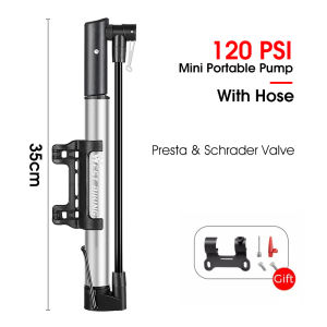 WEST BIKING Bike Mini Air Pump 120-160PSI Portable High Pressure Bike Tire Pump With Hose Presta & Schrader Valve Bike Accessories