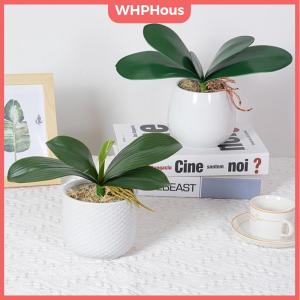 WHPHous Orchid Leaves Artificial Phalaenopsis Stems Leaf Faux Cymbidium Flower Foliage Green Real Touch Latex Bulk Home Decor