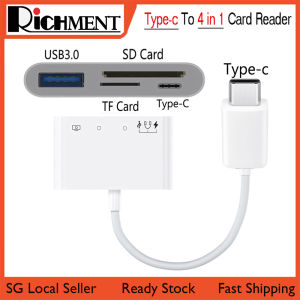 【🔥SG SELLER🔥】RICHMENTGADGET 4 in 1 USB OTG Card Reader Compatible SD/TF Card Camera Memory For iPhone Samsung huawei xiaomi Fast Charging ios Type C Port