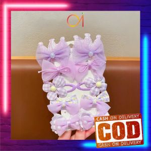AI-C1082 Set Jepit Rambut Motif Bunga Hair Clip Ribbon Korean Fashion / Jepit Rambut Mahkota Anak