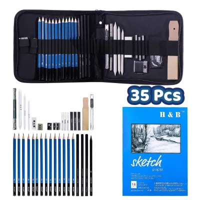 35Pcs Drawing Sketching Pencil Set Professional Sketching Drawing with Sketch Graphite Art Supplies Eraser Kit
