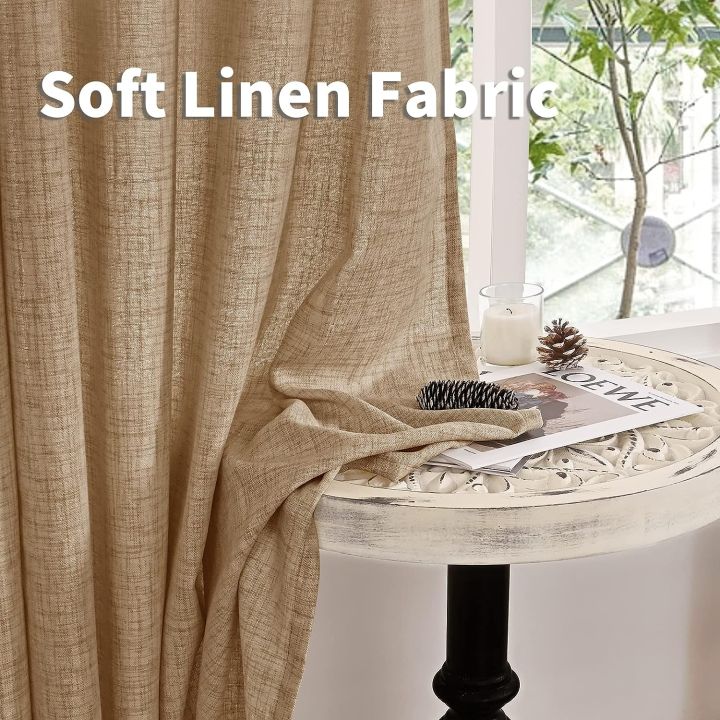 Japanese Style Linen Pattern Semi Sheer Curtain, Custom Sheer