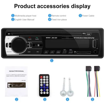 1-Din Car Stereo with Android Auto - Wireless MP3 Player Bluetooth/USB/SD/FM Radio Digital Receiver High-Resolution Audio System for Cars