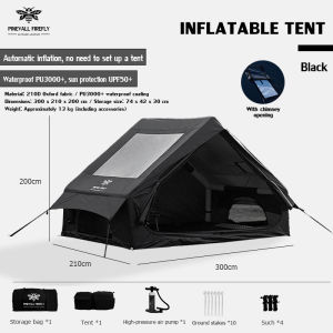 6‑8 Person Inflatable Glamping Tent 9.8m² Bedroom+8m² Living‑Room 12cm Air‑Column PU3000 Waterproof UPF50+ TPU Skylight PINEVALL FIREFLY