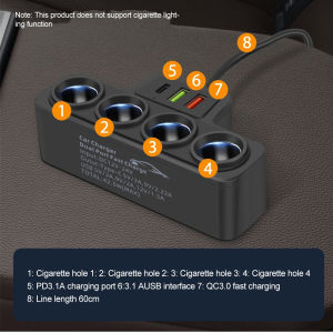 KEBETEME 120W Car Charger Car Ci-garete Li-ghter Splitter Dual USB LED Fast Charger 12V 24V Car Charger Adapter