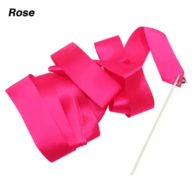 【COD】2M Colorful Gym Ribbons Dance Ribbon Rhythmic Art Gymnastics Ballet Streamer Twirling Rod Rainbow Stick Training