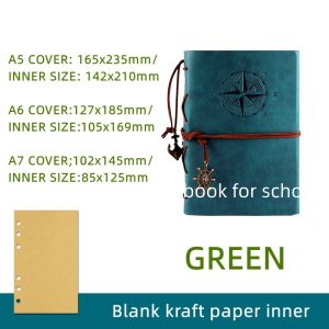 A5/A6/A7 Refillable PU Leather Creative Retro Strap Notepad Blank Kraft Travel Gift Journal Notebook