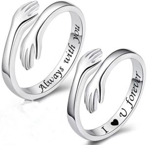 Dibo s925 Pure silver double-hand hug ring for women simple and stylish cross-border hot-selling jewelry manufacturer wholesale