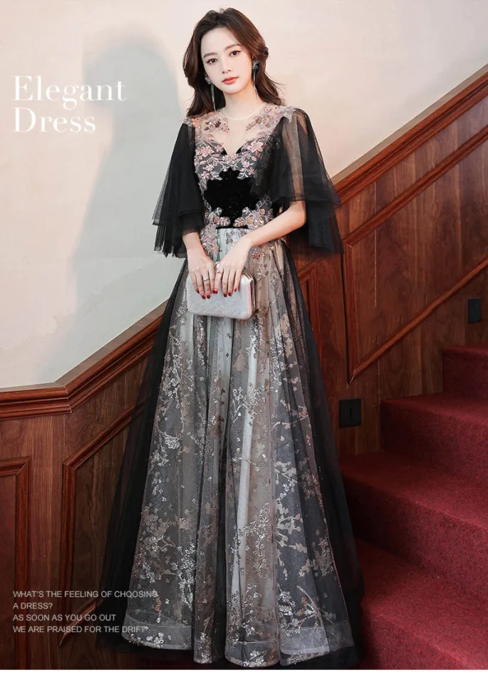 Evening Dress For Women Black Blink Blink 3D Embellishments 2025 Elegant  Formal Event High End Fairy Luxury Wedding Dinner Party Dress Ball Gown For  Bride Ninang Wedding | Lazada PH