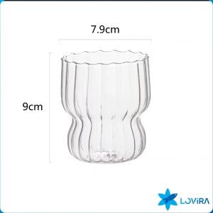 LoviRa 260ml Stripe Drinking Glasses Coffee Cup WineWater Milk Drinkware Glass