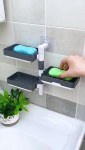 4/3/2/1Rotating Drain Soap Holder Bathroom Rack Wall Hanging Perforated Bathroom Soap Box Holder