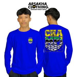 Kaos Lengan Panjang Persib Logo Champions Keren V2 Baju Distro Katun Combed 30s by Arsakha Clothing