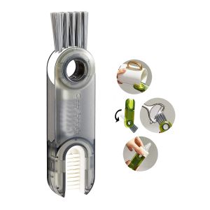 Cleaning Brush 3 in 1 Multipurpose Bottle Gap Cleaner Brush Cup Cover Cleaning Brush Cup Crevice Cleaning Tools Water Bottle Cleaner Brush Cleaner Cup Lid Bottle Nipple Cleaning Brush Kitchen Gadgets