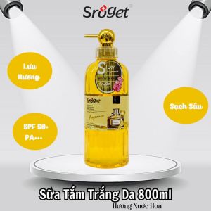 Sữa Tắm Cao Cấp Sroget Silky Hương Nước Hoa Thế Hệ Mới - Trắng Da Chống Nắng Chai Tròn Đẳng Cấp Chai 800ml - Nhập Khẩu Thái Lan