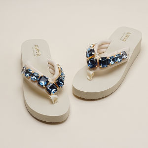 [Free Shipping] 2026 New High-Heeled Sandals For The Beach Non-Slip Flip-Flops With Sparkling Rhinestones WomenS Summer Outdoor Wear