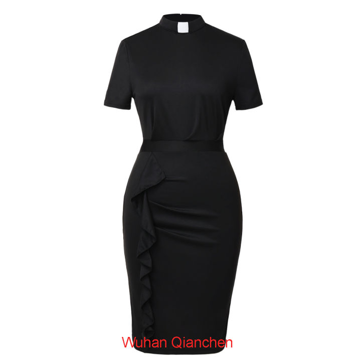 Women's Dress Bodycon Pencil Dress Stand Collar For Church Clergy ...