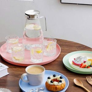 Khay nhựa tròn ST GROUP màu trắng sữa đủ kích cỡ chất liệu nhựa PP an toàn phong cách vintage Bắc Âu thanh lịch Đĩa nhựa decor trang trí chụp ảnh Mâm cơm gia đình quán ăn