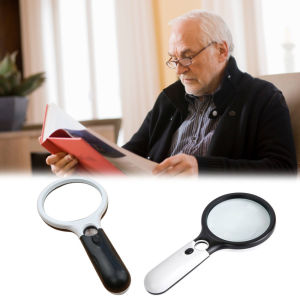 White Magnifying Glass Handheld 45X Magnifier With 3 LED Light For Reading Magnifying Glass Jewelry Loupe