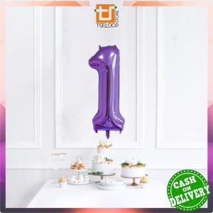 OFM-C390 Balon Foil Angka 0-9 Warna Ungu Balon Angka Polos / Balon Ulang Tahun Perlengkapan Ultah