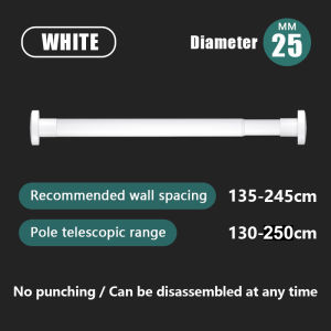 Stainless Steel Telescopic Pole Adjustable Punch-free Strong Bearing for Clothes and Curtains rying Bathroom Towel Hanger Curtain Rod Curtain Track Rod Clothes Drying Rack Multifunctional Bathroom Shower Curtain Rod Telescopic Rod Clothes Rail