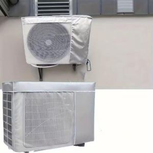 JOYPICKS เคลือบสีเงิน ฝาครอบเครื่องปรับอากาศกลางแจ้ง กันน้ำกันน้ำได้ ผ้าอ๊อกซ์ฟอร์ด ฝาครอบกันแดดเครื่องปรับอากาศ ทนทานต่อการใช้งาน การป้องกันแสงแดด ฝาครอบป้องกันหน่วยภายนอก AC สำหรับบ้าน