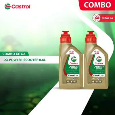 ( combo 2 chai xe số) Dầu nhớt Castrol Power 1 4T 10W-40 0.8L/1L cho xe số - castrol vàng