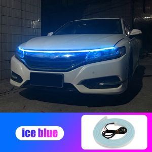 Lampu welcome running LED kap mesin mobil Hood Decorative Light aksesoris eksterior variasi otomotif LED DRL Flexible