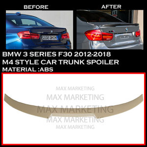 BMW 3 SERIES F30 2012-2018 M4 STYLE CAR LOOK SPOILER REAR TRUNK SPOILER ABS SKIRT LIP BODYKIT
