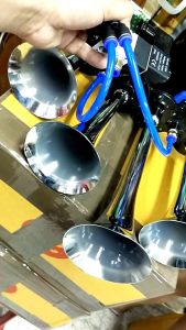 แตรลม4ปาก ดังจัด💥เงาทรงสวย+พร้อมโซลินอยด้24v. (สำหรับใช้กับถังลม) สินค้าขายดีจ้า