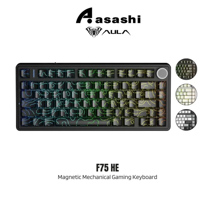 AULA F75 HE / F75HE Magnetic Mechanical Gaming Keyboard 75% Tri Mode Type C Wired Bluetooth 2.4G Wireless Gasket Mount RGB 80 Keys