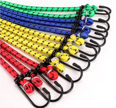 Heavy Duty UV and Weather Resistant (8mm) Elastic Stretch Rope Bungee Cords with Hooks (Motorcycle Bicycle Luggage Storing Packages Fastening Items) *Random Colors/Single Pcs*