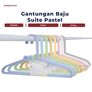 Indokurnia 3pcs Gantungan Baju Premium Suite Pastel
