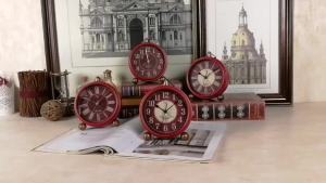 xpkQ Retro Red Electronic Alarm Clock Metal New Creative Living Room Study Desktop Clock Ornaments Student Wake-up Artifact Q8H3K