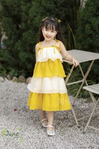 Váy 2 dây cho bé gái 1-10 tuổi nhiều tầng phối màu hàng thiết kế vải tơ nhẹ thoáng mát thấm hút mồ hôi