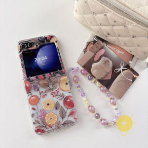 For Z Flip 8 Case PC Chain Hard Phone Case For SAMSUNG Galaxy Z Flip 7 6 5 7 FE Cover Aesthetic Korean Cute