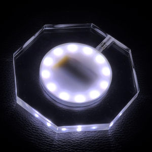 Octagonal LED Light Up Coasters USB Rechargeable Drink Cup Mat Waterproof Acrylic Luminous Bottle Base with Touch Switch for Cocktail Beer Wine Home Bar Party Decor