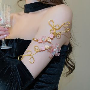 BLACKON Hollow Out Iris Flower Bracelet Vintage Floral Open Arm Bangle Exquisite Adjustable Armband Girls