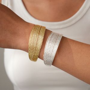 OEUVR Exaggerated Metal Wide Opening Bangle Opening Multi Layer Lines Retro Hand Ring Fashion Temperament Irregular Wide Bracelet Women