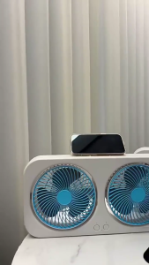 Double Rotation Desk Fan USB Rechargeable Hanging Mountable Quiet Cooling Fan ABS Texturre Suitable for Travel Dorm Gym