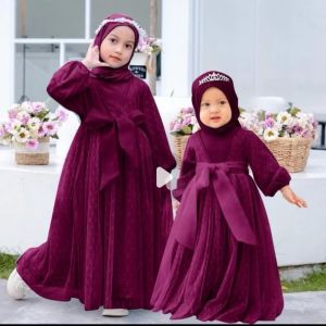 Gamis Anak Perempuan Muslimah Motif Polos Warna Cerah untuk Pesta Kondangan