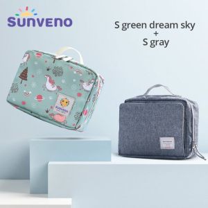 Sunveno 2Pcs Baby Diaper Bags Maternity Bag for Disposable Reusable Fashion Prints Wet Dry Diaper Bag Double Handle Wetbags 21*17*7CM