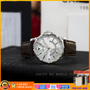 Đồng hồ nam Sunrise DM1116SWA Full box kính Sapphire chống xước chống nướcmặt đen viền vàng dây da đen bảo hành 3 năm