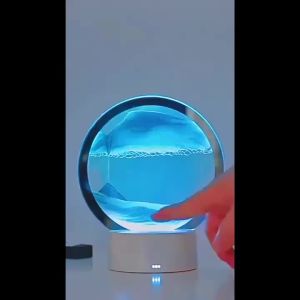 LED RGB Sandscape Lamp 3D Moving Sand Art Frame Night Light with Remote with 16 Colors Hourglass Light 3D Deep Sea Display