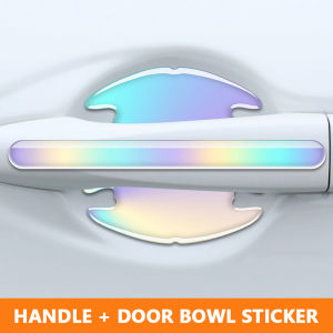 SEAMETAL 4PCS Car Door Bowl Protector Sticker Luminous Colorful Car Door Handle Sticker Anti Scratch Protective Film