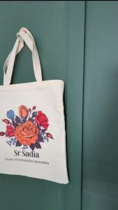 Customized floral canvas bag: Thank you gift for teachers personalized bag gift for teachers Teachers Day handbag