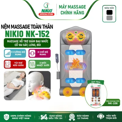 Nệm (Đệm) Massage Toàn Thân Nikio NK-152 - Mát Xa Lưng Cổ Vai Gáy Và Bắp Chân Công Nghệ Matxa Túi Khí Kết Hợp Rung Và Nhiệt Sưởi Ấm