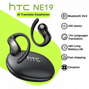 HTC NE19 Al Translation Headphones Smart Bluetooth Earbuds Real-Time Translation Open Ear Wireless Earphone Bluetooth 6.0 3D Stereo Headset With Mic Hifi Music IPX6 Waterproof Sports Earbuds