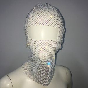 CYI47 Zircon Rhinestone Mesh Veil Mesh Elastic Rhinestone Head  Elegant Headscarf Balaclava Hat Girls