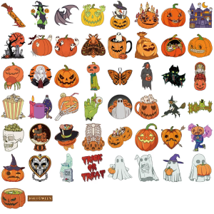 Halloween Cartoon Stickers 50PCS Waterproof Decorative PVC Decals For Smooth Surfaces Phone Accessories Party Supplies